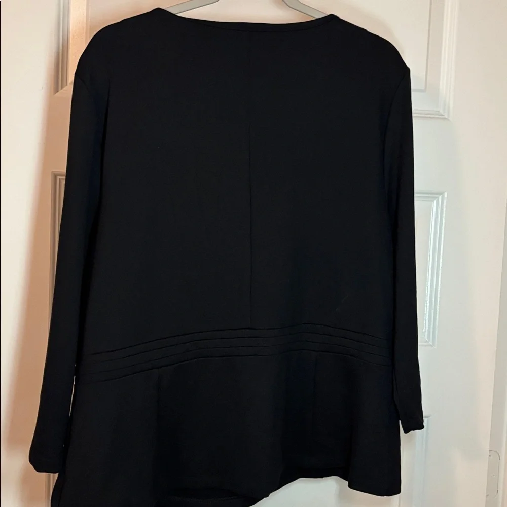 Talbots Black Ponte Peplum Top SZ XL with gold accent 3/4 sleeve dressy career - Picture 2 of 13